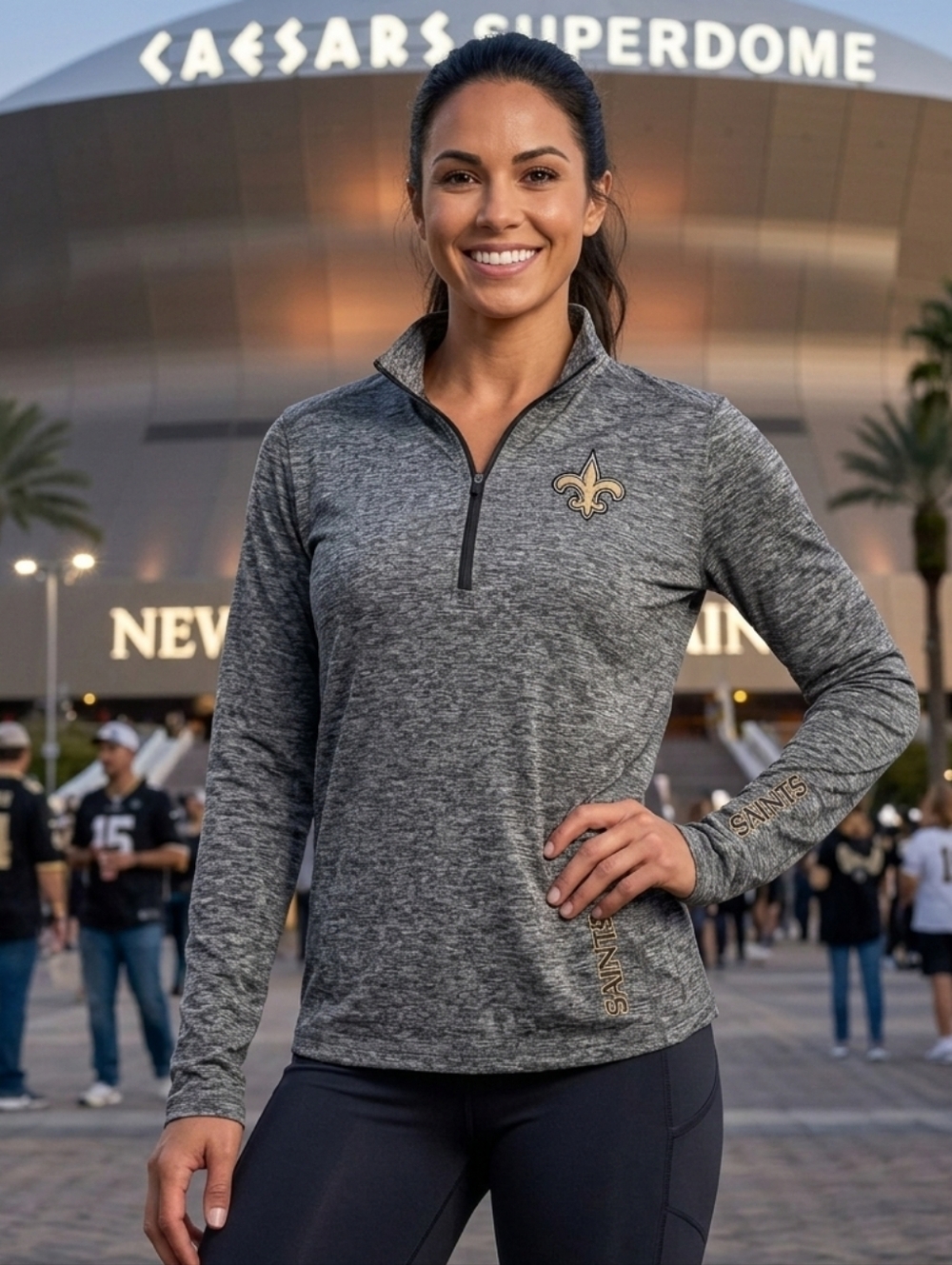 Nike Gray & Gold New Orleans Saints Dri-FIT 1/4 Zip Pullover Women's Small